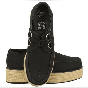 T.U.K. Canvas Fabric Rope Twine Platform Creepers SNEAKERS Size 6 WOMANS